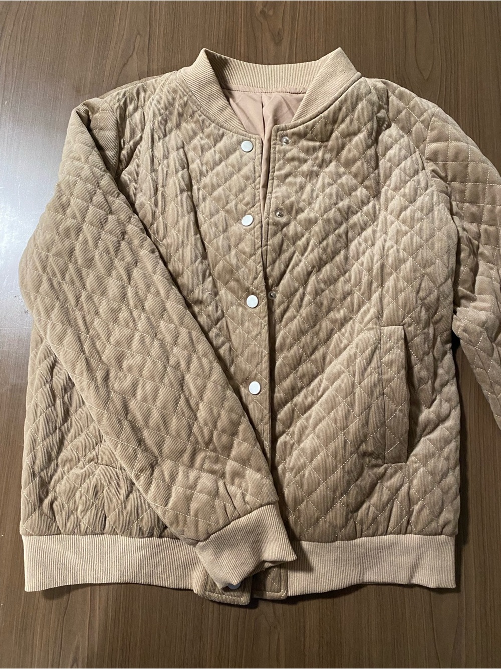 Quilted Bomber Jacket - Tan